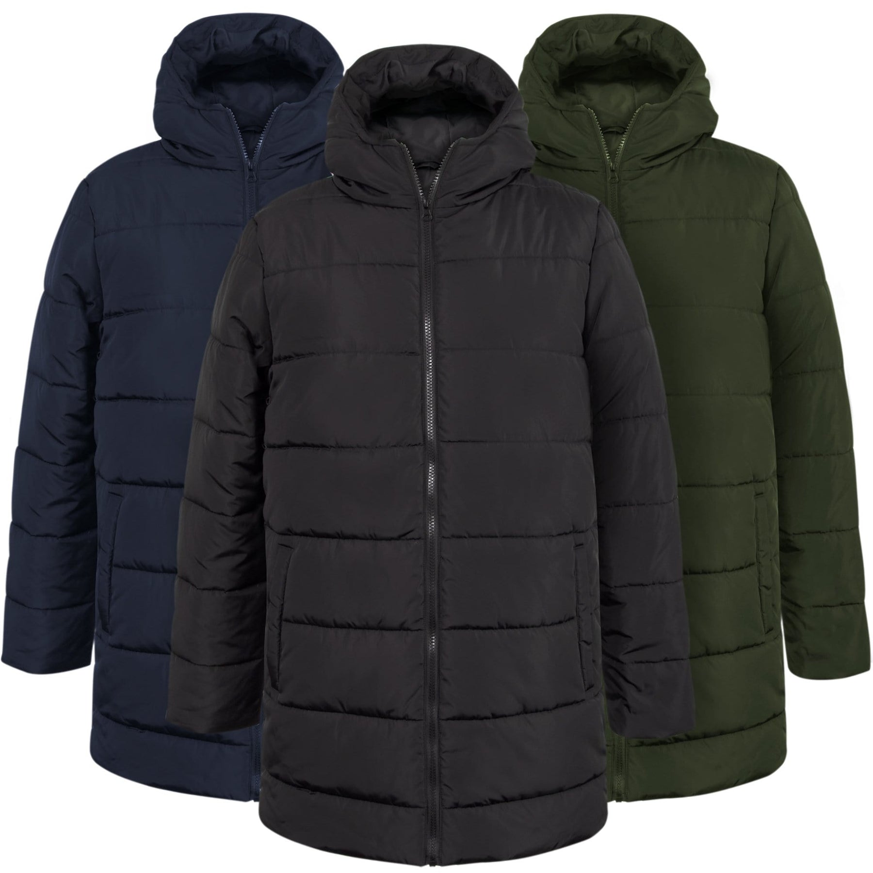 Wholesale Men's Hooded Puffer Winter Coat - 3 Colors — BagsInBulk.com