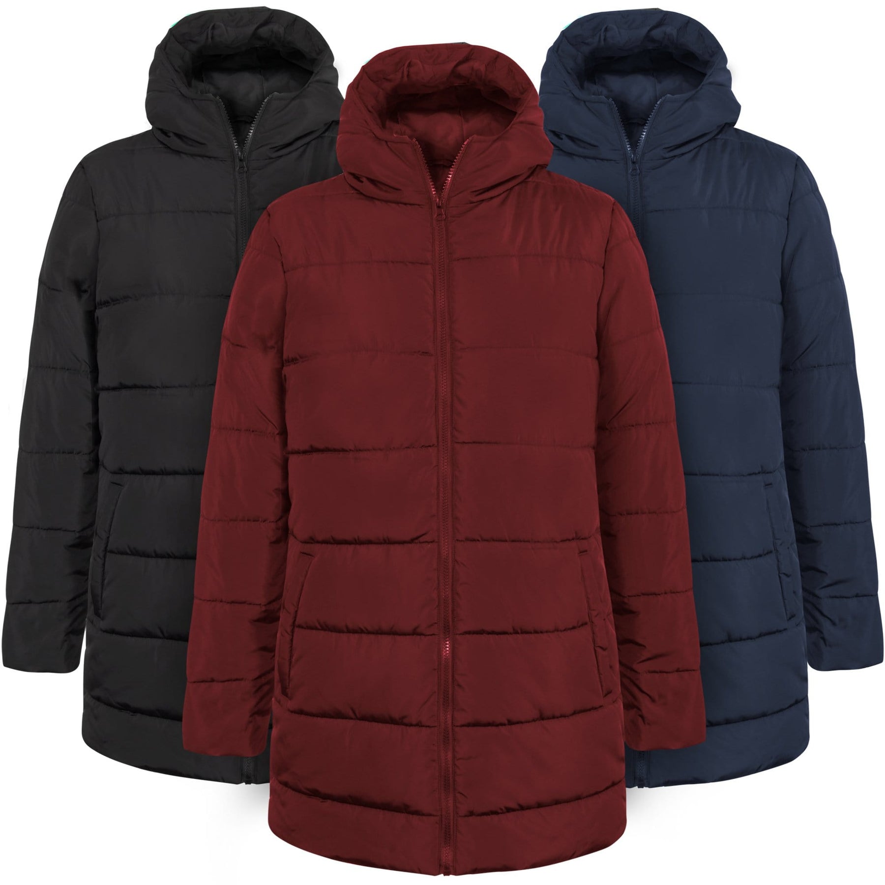 Wholesale Women's Hooded Puffer Winter Coat - 3 Colors — BagsInBulk.com