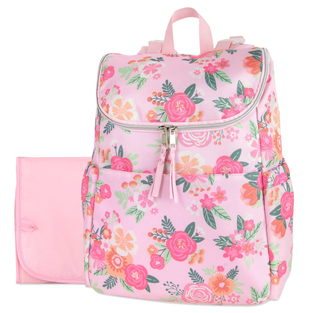 Cheap Wholesale Baby Essentials Wide Opening Diaper Backpack - Pink Floral  In Bulk — BagsInBulk.com