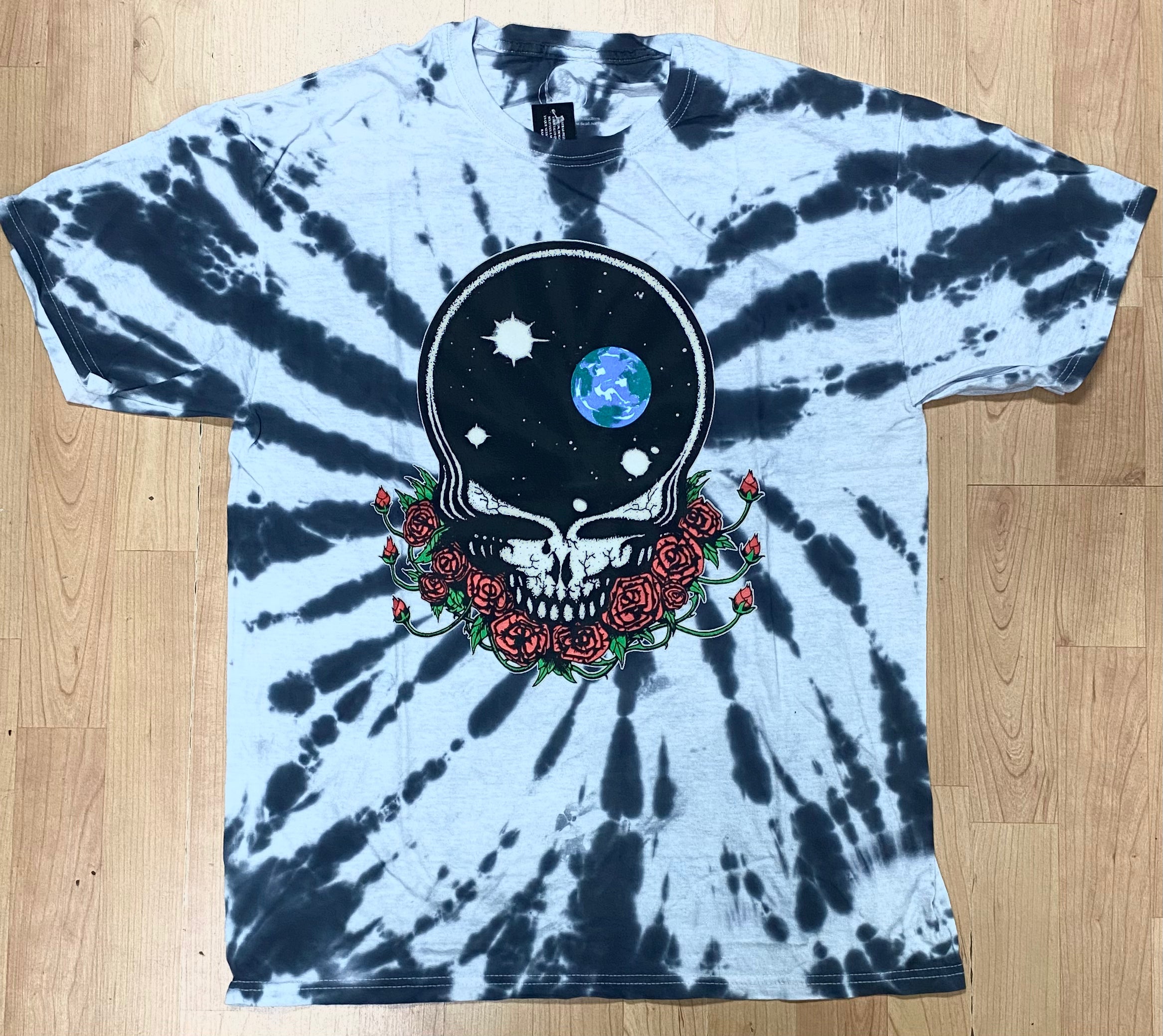 Grateful Dead Steal Your Face Black and White Tie Dye Men's Shirt
