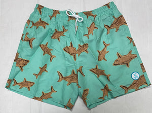 Uzzi Sharks Above the Knee Men’s Swim Shorts Swimsuit - 28th Street Beach Variety