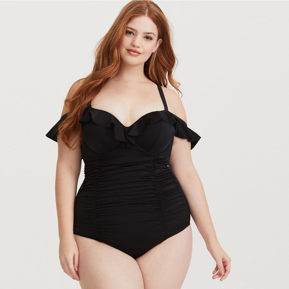 plus size ruffle one piece swimsuit