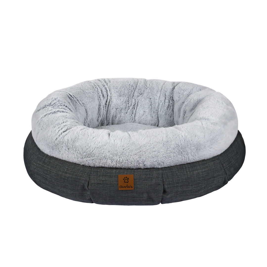 Calming Bobble Chenille Round Donut Pet Bed - Grey – Charlie's Pet