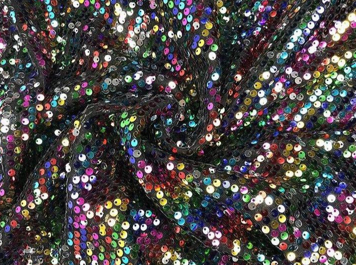 Rainbow Paillette Sequins Fabric, Rainbow Sequins Fabric, 52 Wide