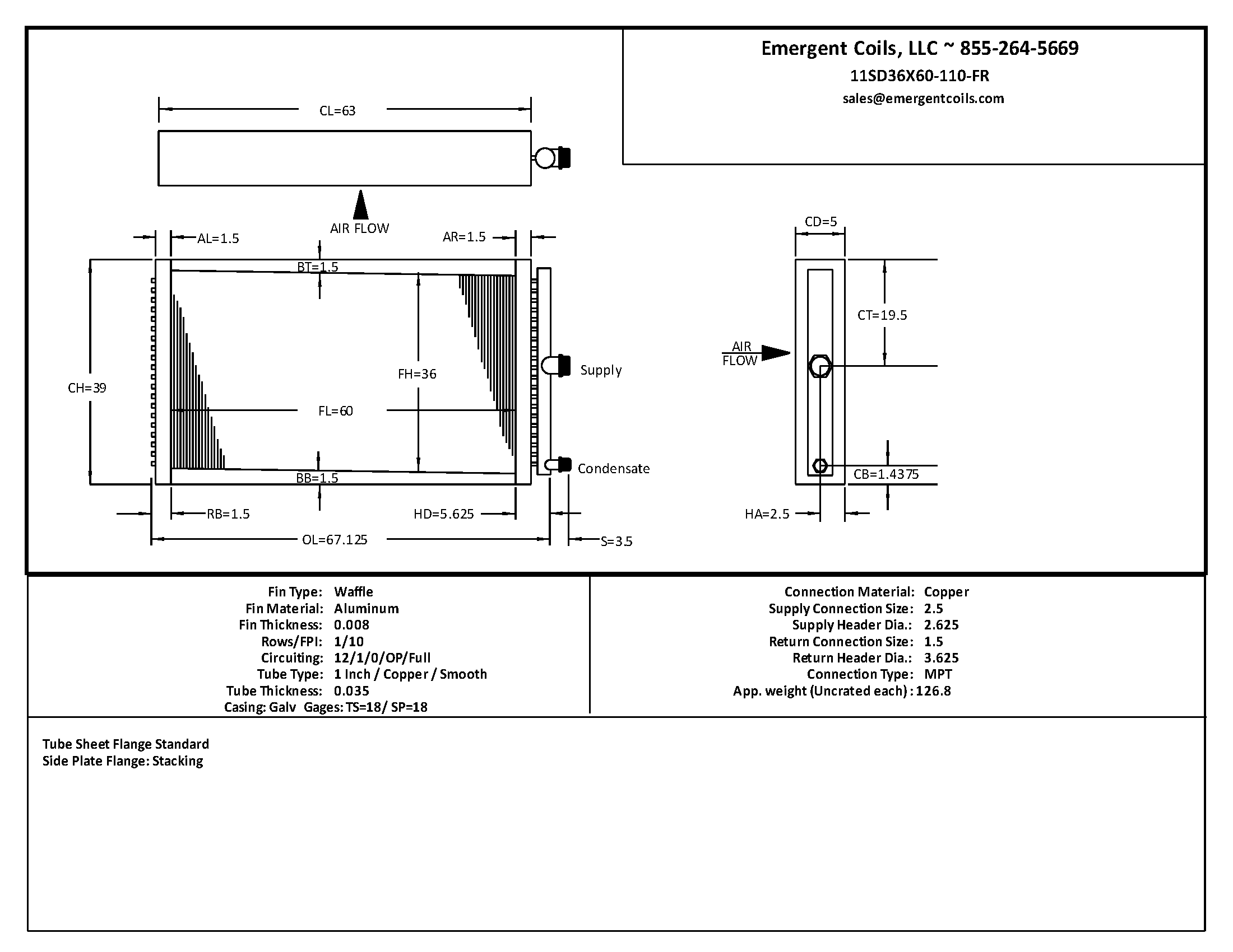 36x60 Steam Distributing Tube In Tube Coil