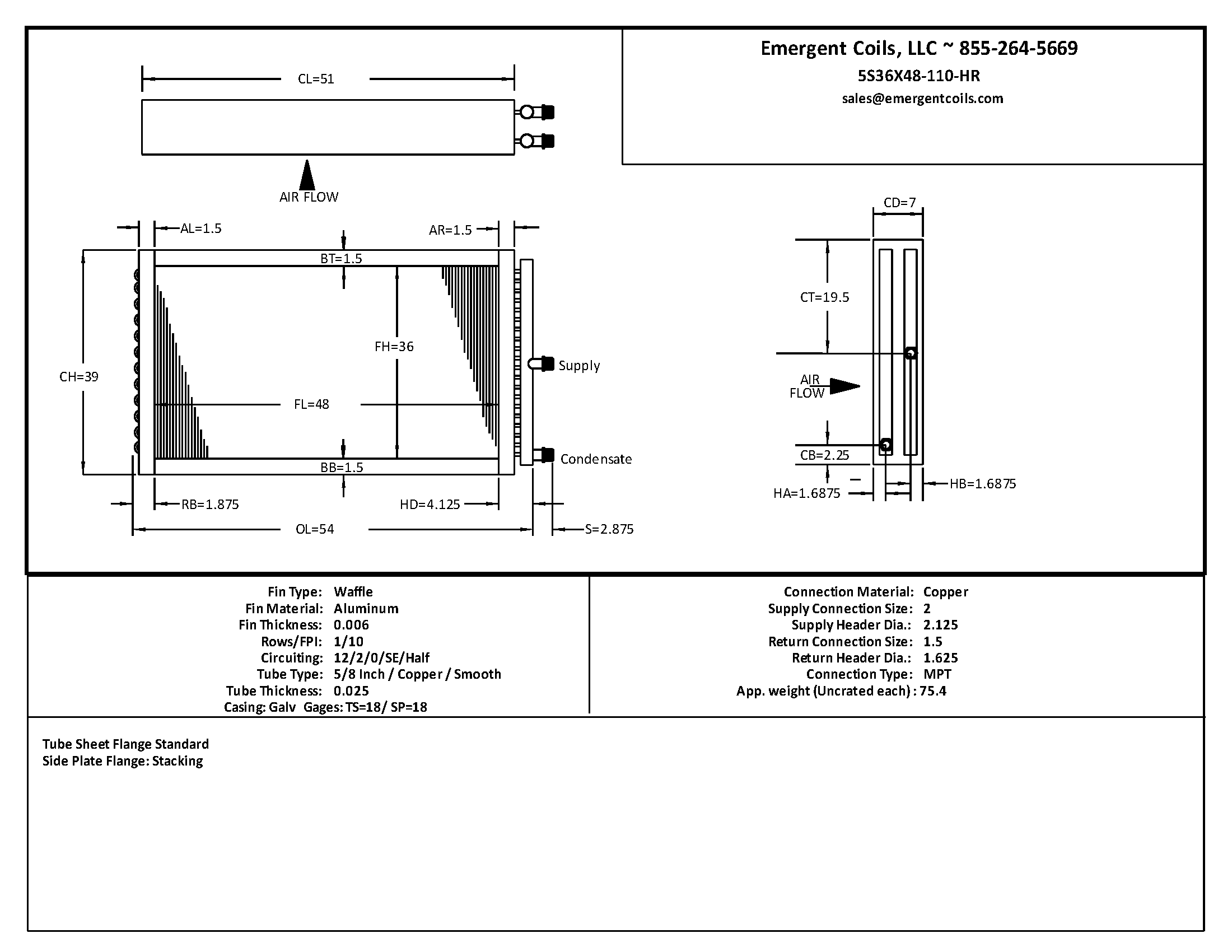 36x48 steam coil