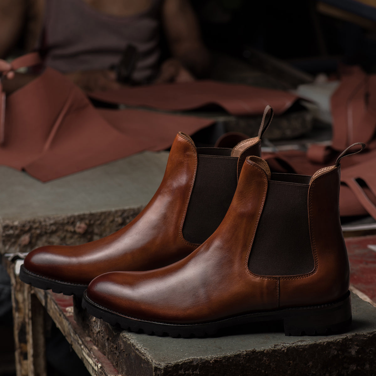Tan Leather Fenland Slip On Chelsea Chunky Boots – Costoso Italiano
