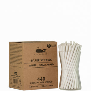 380 Disposable White Flexible Plastic Drinking Wrapped Straws 7.75 Inches  Long