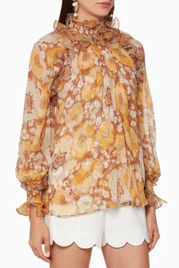 Silk Floral Print Blouse