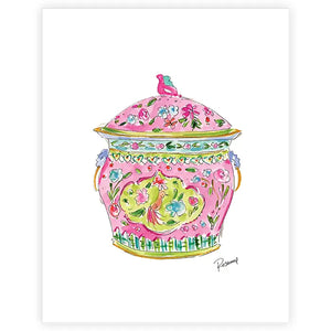 Rosanne Beck- Pink Chinoiserie Urn Wall Art - Lucy Lu's Boutique
