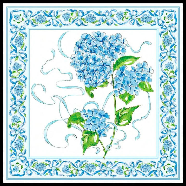 Rosanne Beck - Hand-painted Square Coaster Garden Party Blue Hydrangea