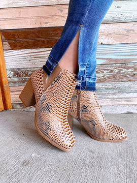 Cammy Taupe Snake Booties