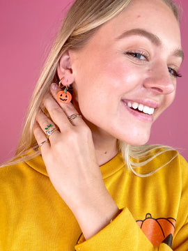 Small Spooky Pumpkin Earrings