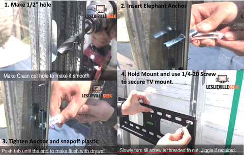 how to insert elephant anchor into metal stud