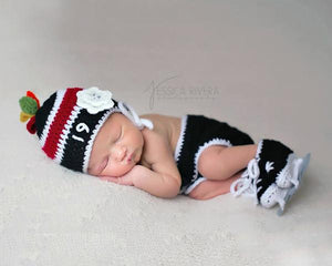 Blackhawks Hockey Baby Girl Crochet Hat 