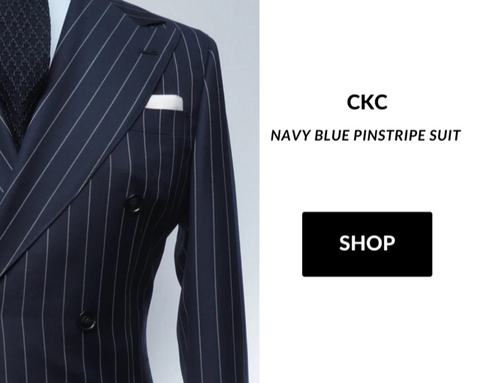 navy blue striped suit