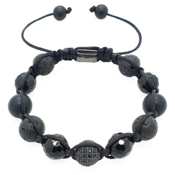 Onyx & Lava Stones Shamballa Bracelet | Roano Collection