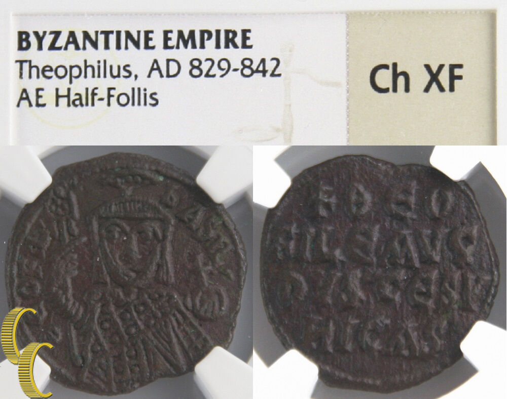 9 842 Byzantine Theophilus Ae Half Follis Ch Xf Ngc Constantinople Dmnd Limited