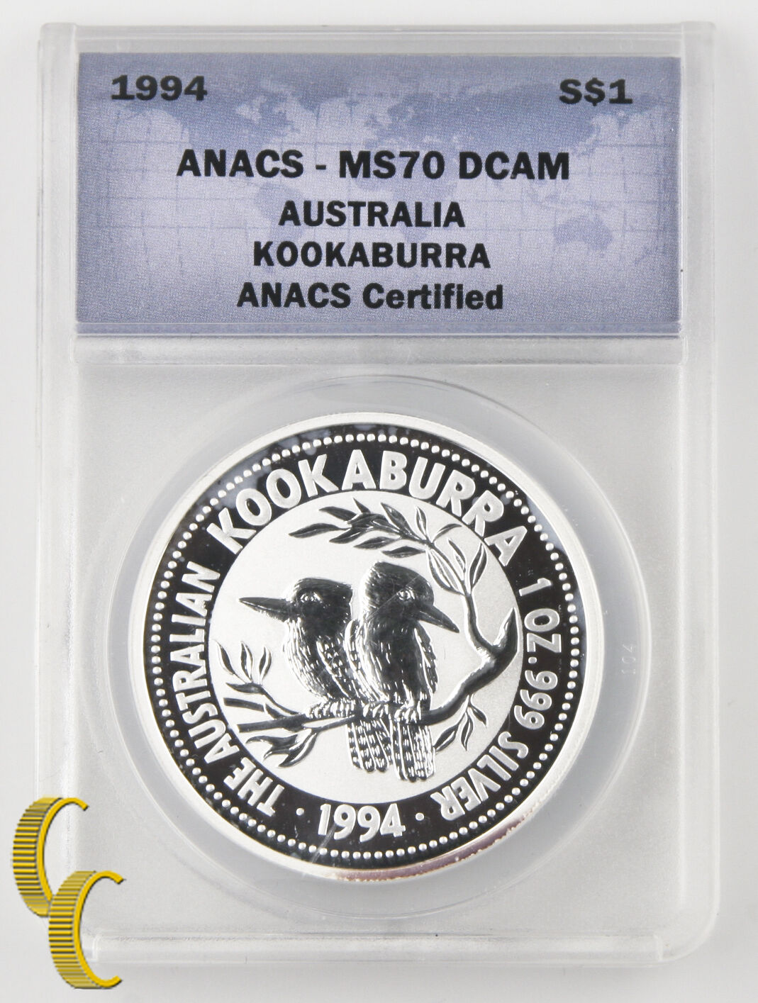 1994 Australia Kookaburra (ANACS MS70 DCAM) 1oz .999 Silver Perfect KM