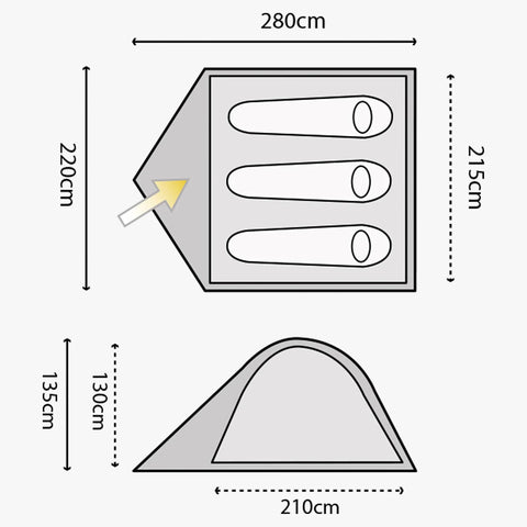 Highlander Birch 3 man dome tent