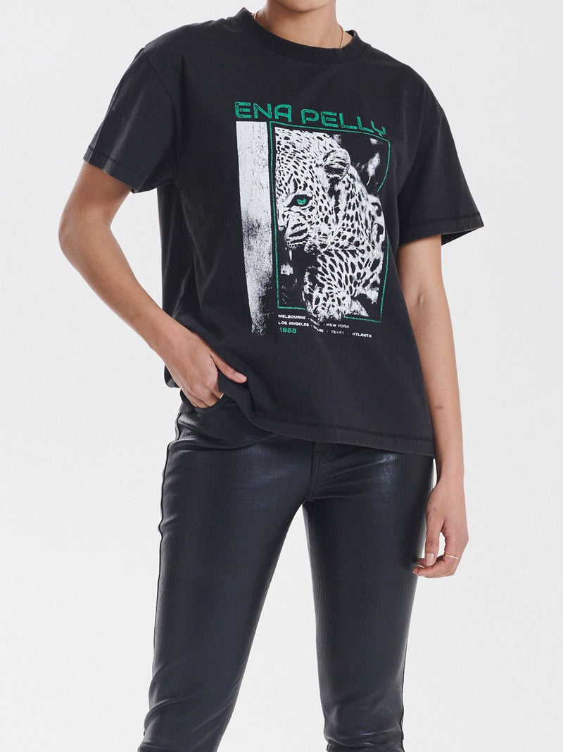 Elysian Collective Ena Pelly Cheetah Tee Washed Black