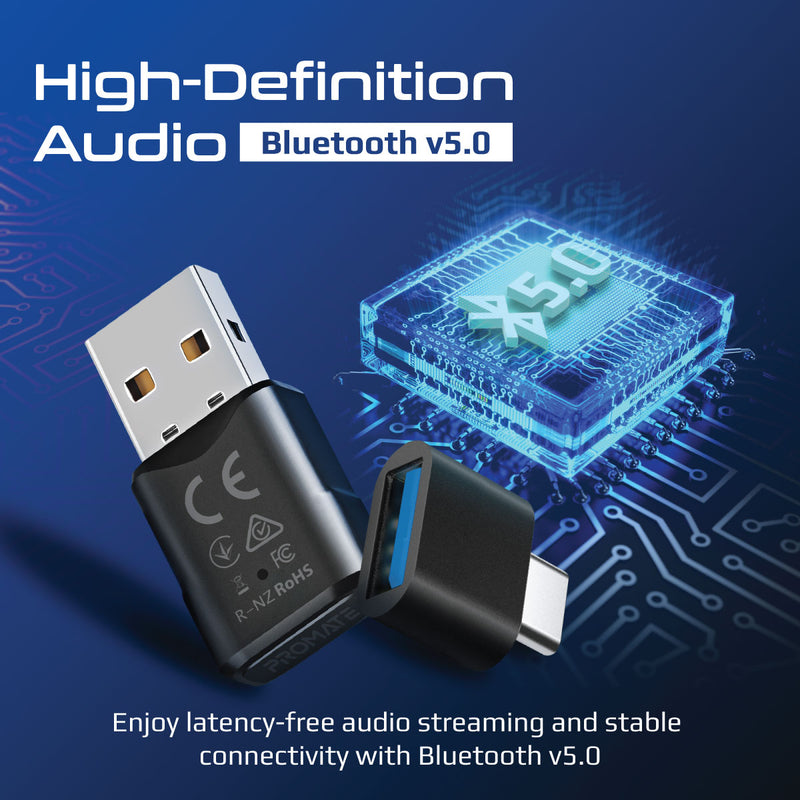 Promate BlueLink Audio Adapter Bluetooth v5.0 Multipoint Pairing USB format