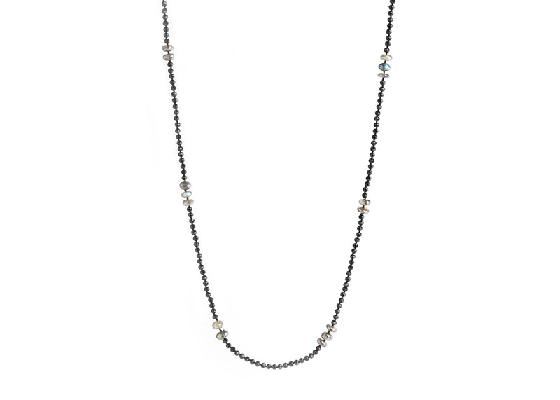 Black Spinel & Moonstone Necklace (Extra-Long) - Kamo by ...