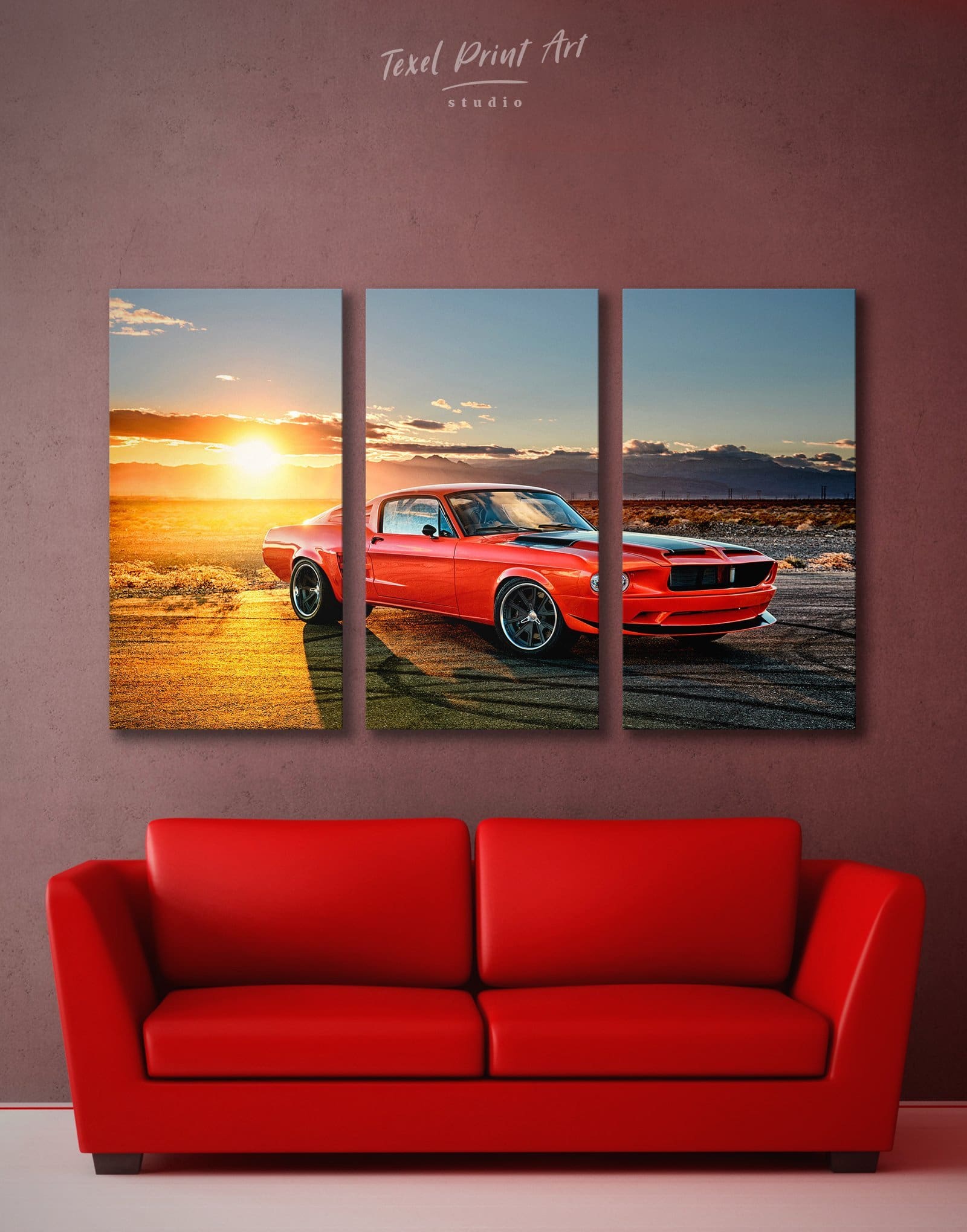 3 Panels Ford Mustang Car Wall Art Canvas Print At Texelprintart