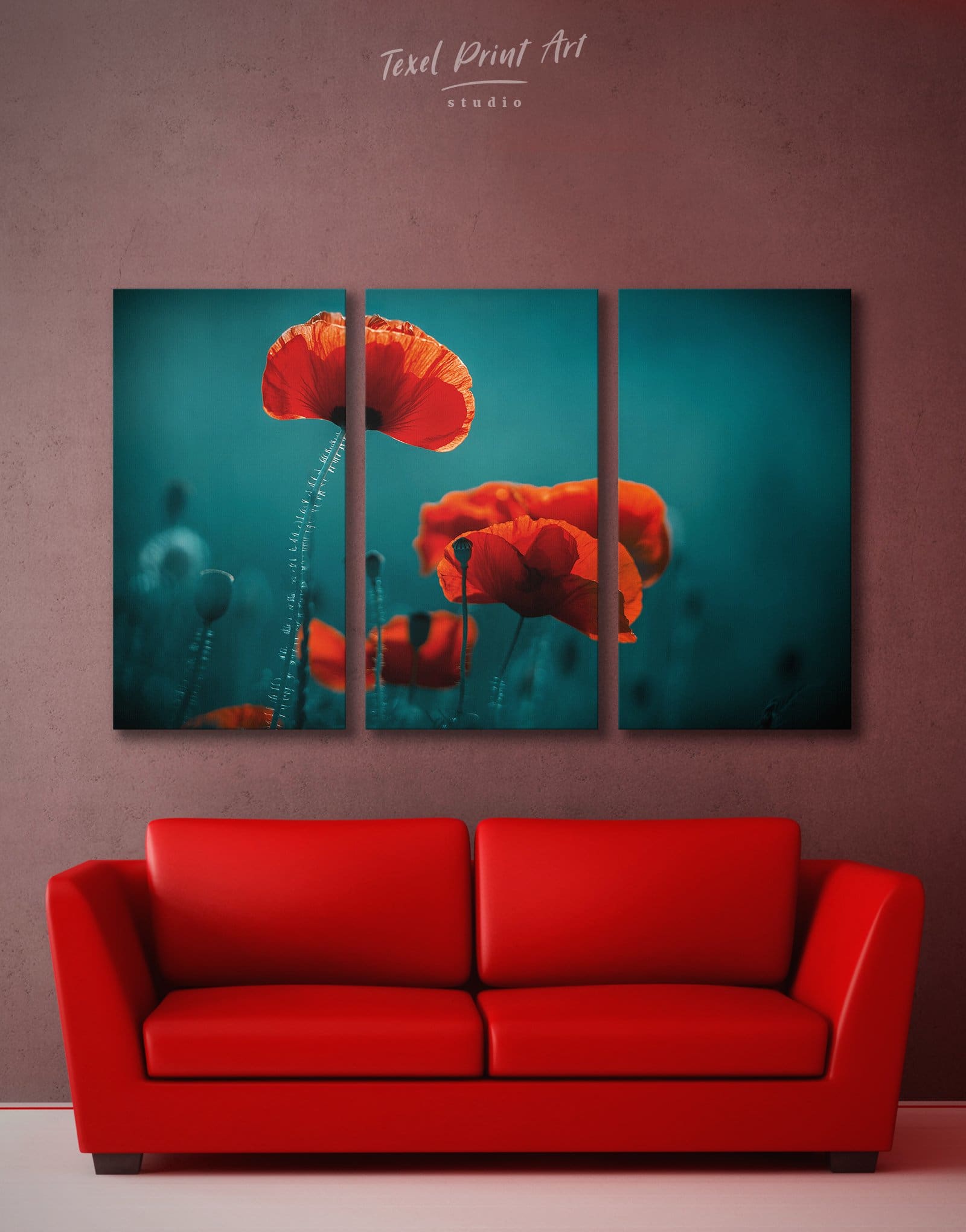 3 Pieces Poppy Wall Art Canvas Print At Texelprintart