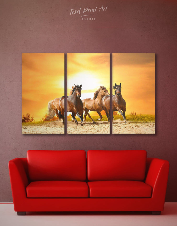 3 Pieces Running Horses Wall Art Canvas Print At Texelprintart