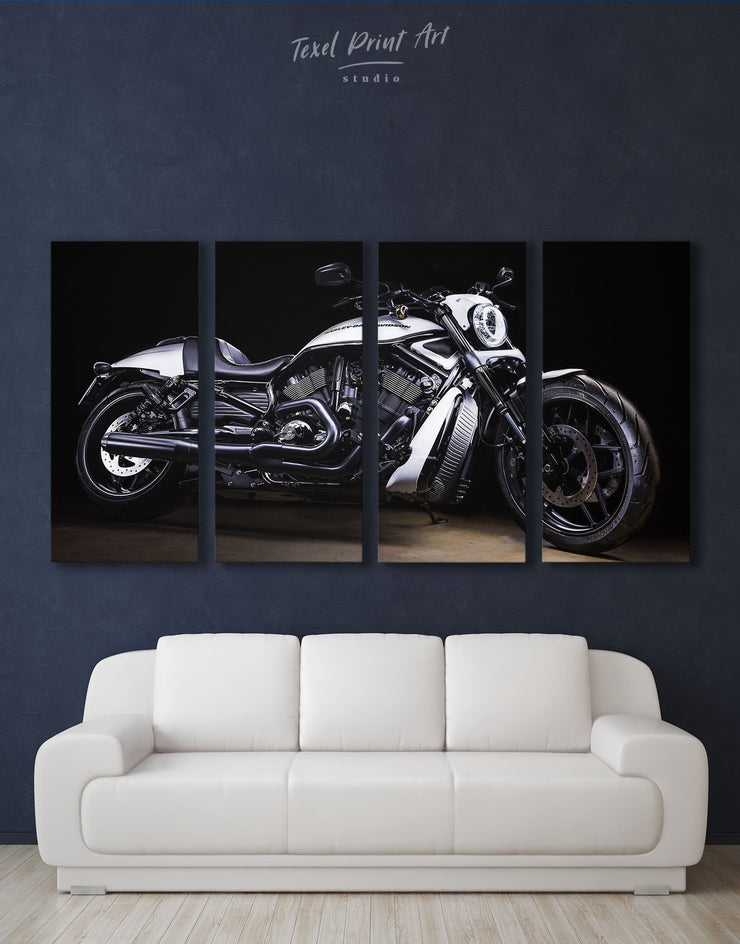 4 Panels Harley Davidson Motorcycle Wall Art Canvas Print At