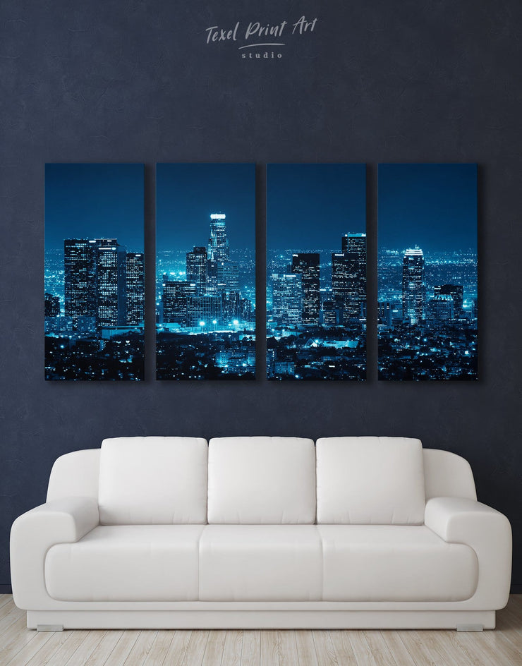 4 Panels Los Angeles Skyline Wall Art Canvas Print At Texelprintart