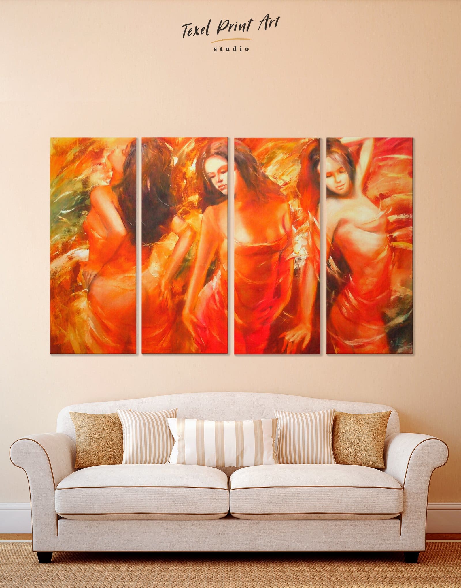 4 Panels Sensual Wall Art Canvas Print At Texelprintart