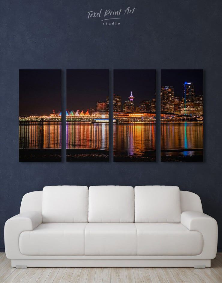 4 Panels Vancouver Skyline Canvas Wall Art At Texelprintart