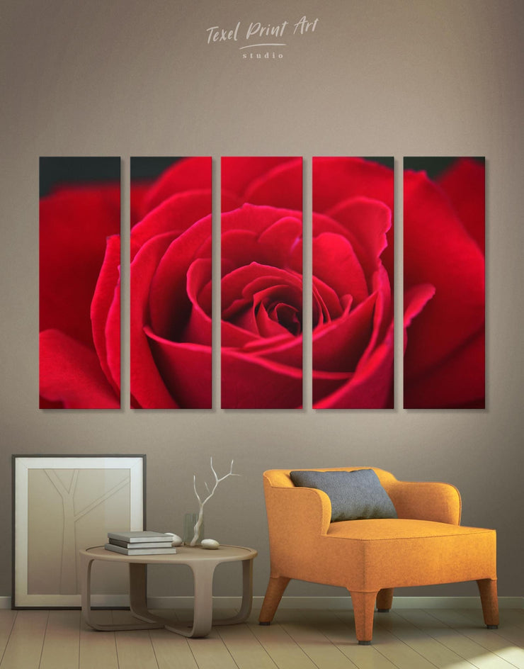 5 Panels Red Rose Wall Art Canvas Print At Texelprintart