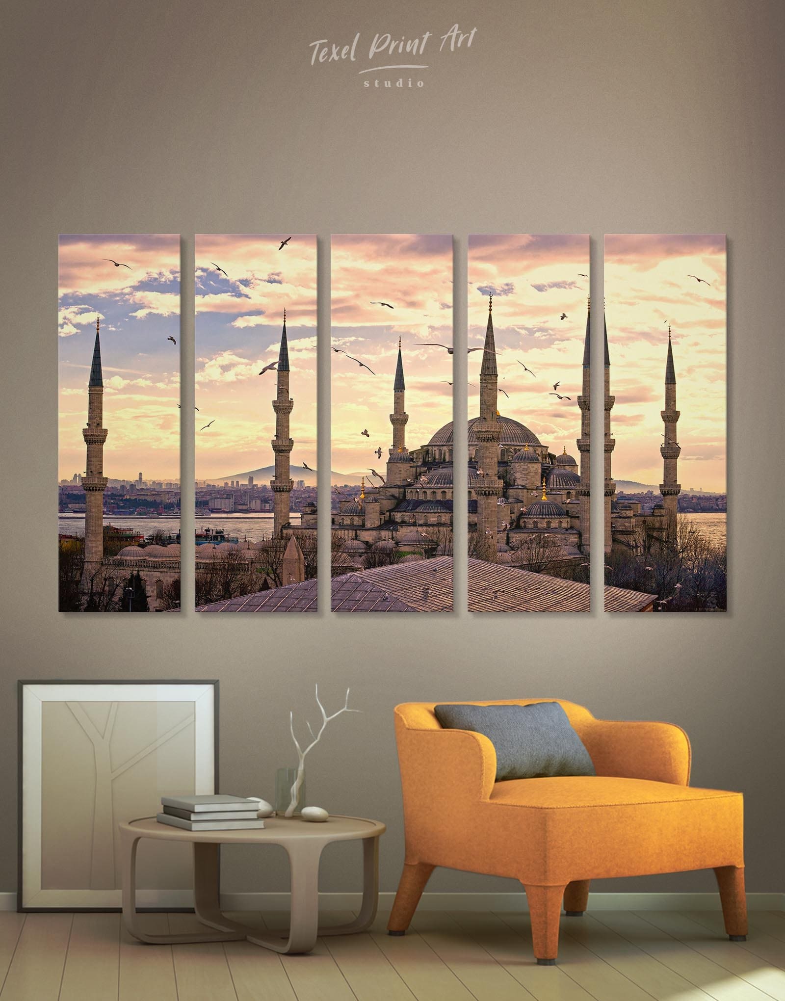 5 Panels The Blue Mosque In Istanbul Wall Art Canvas Print At Texelprintart