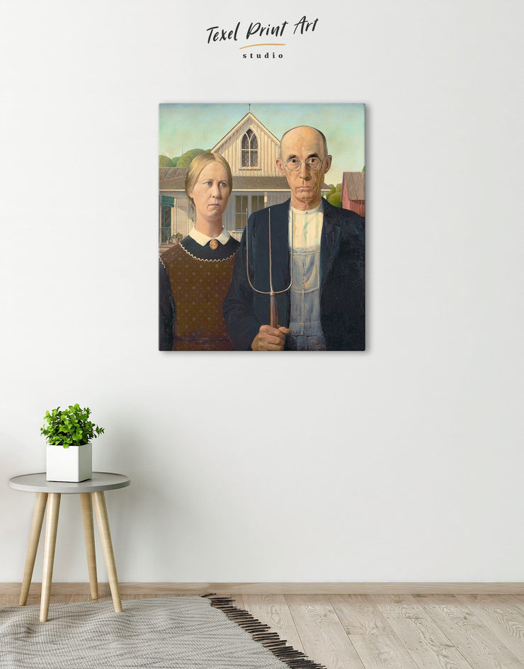 American Gothic By Grant Wood Wall Art Canvas Print At Texelprintart