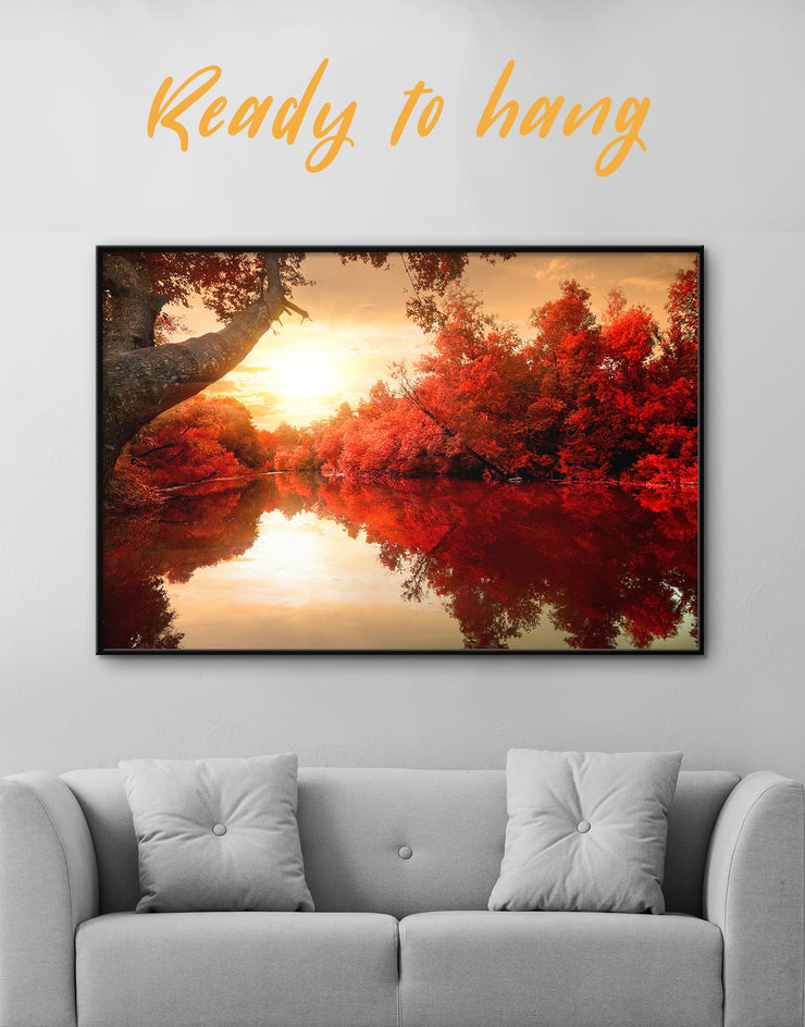 Framed Autumn Landscape Wall Art Canvas At Texelprintart