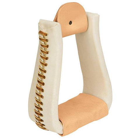 Roper Style Rawhide Leather Covered Stirrups