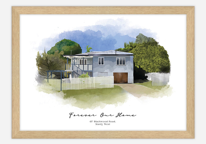 Custom House Portrait - Home Illustration Art Print