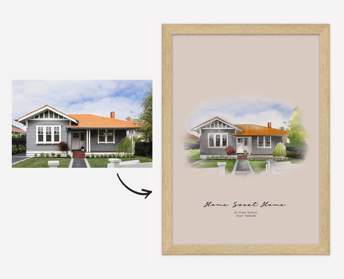 Custom House Portrait - Home Illustration Art Print
