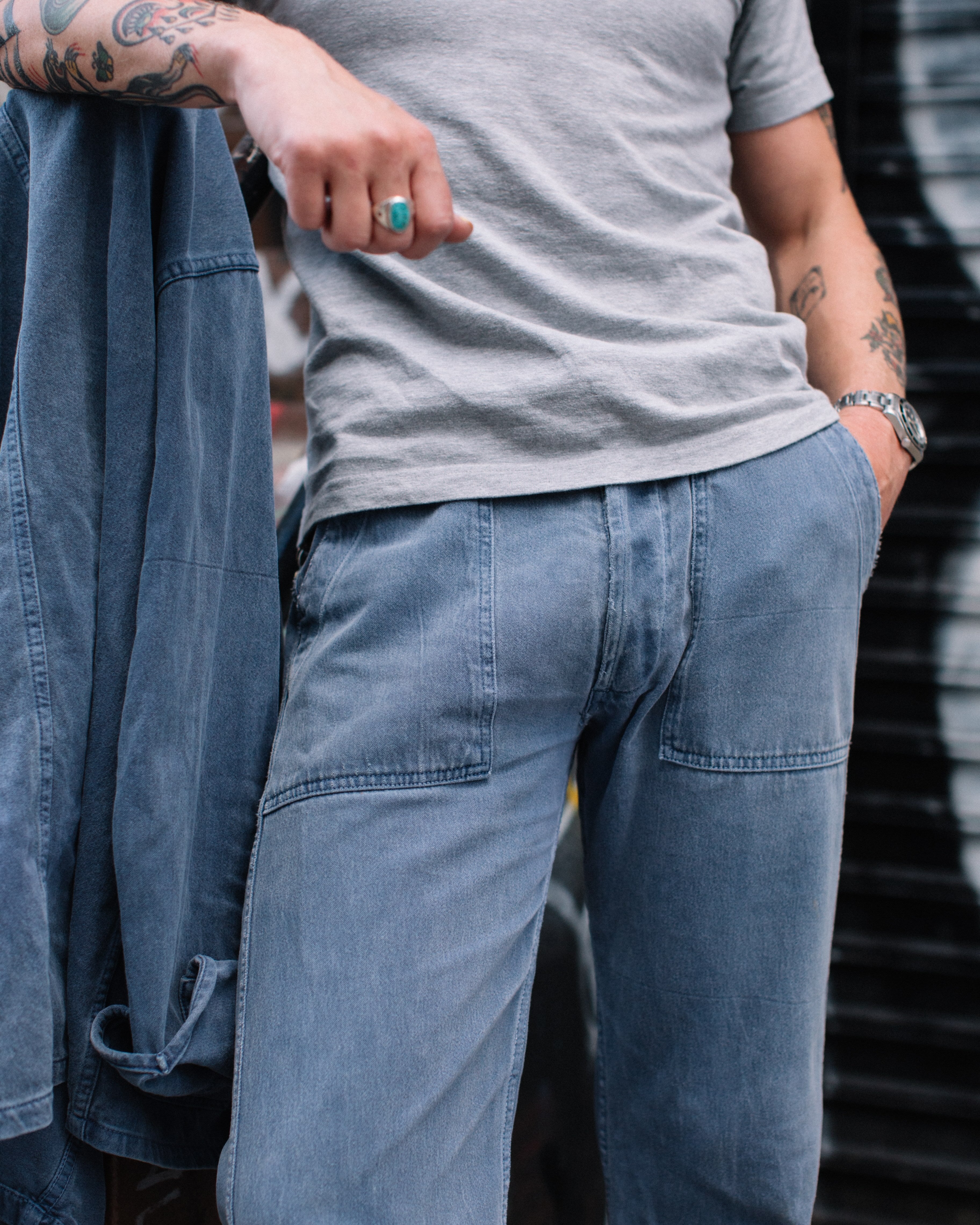 Blue fatigue pants