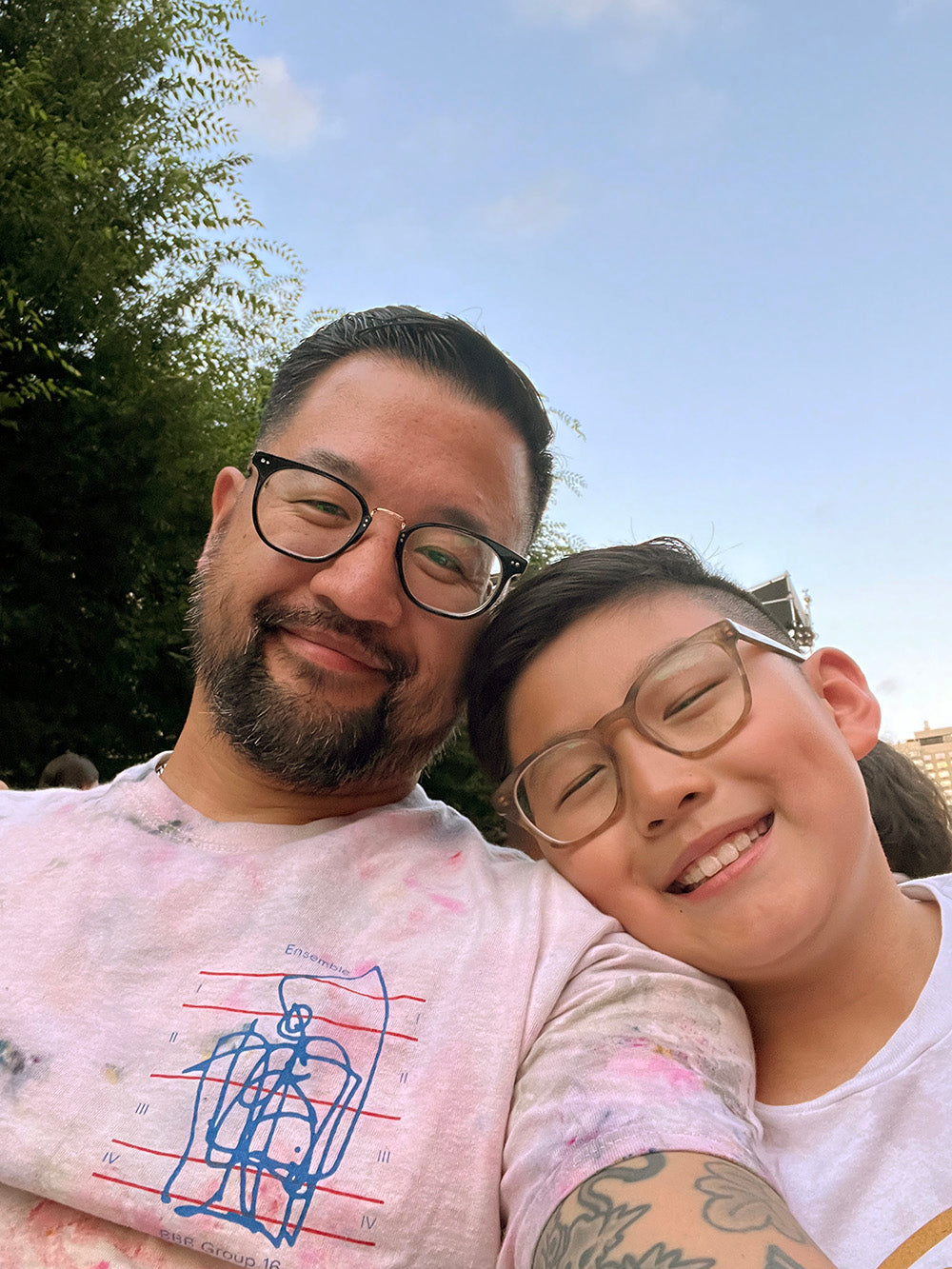 A selfie of a man and his son.