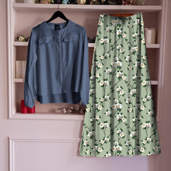 Women’s Rayon Skirt Digital Printed Top and Bottom Set