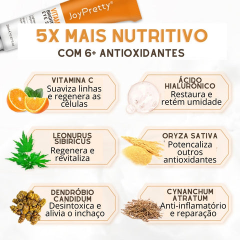 sérum para a área dos olhos, sérum rejuvenescedor, sérum anti aging, anti aging, vitamina c, clareador de olheiras, amenizar olheiras, clarear olheiras, reduzir inchaço, anti rugas, reduzir rugas, reduzir linhas de expressão, hidratante facial, antioxidante, reduzir poros, poros abertos, olheiras, olhos inchados, pé de galinha, clarear manchas