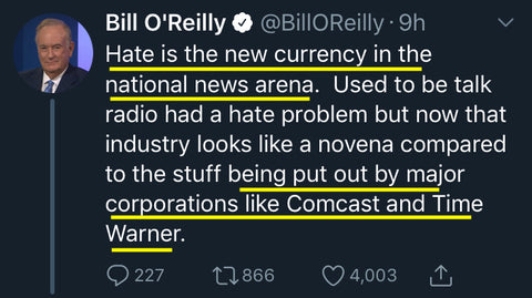Bill O'Reilly - Hate, New Currency of News Arena