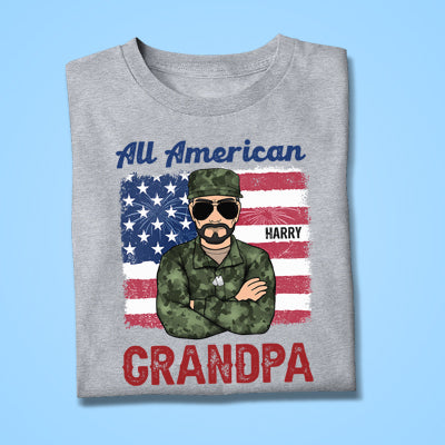 All American Dad or Grandpa Old Man, July 4th, Personalized Shirt, Father Gifts