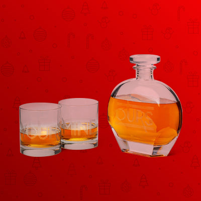 Yours, Mine, and Ours Engraved Decanter Set