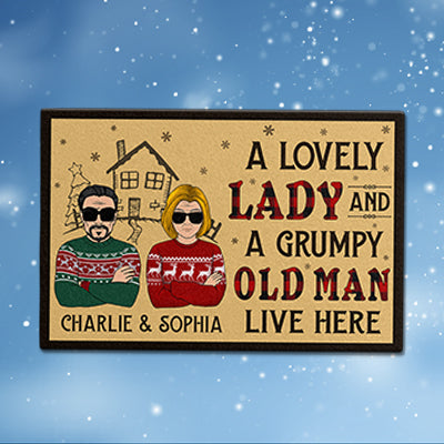 A Lovely Lady And A Grumpy Old Man Live Here Personalized Doormat