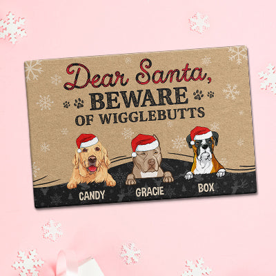 Dear Santa Beware Wigglebutts Personalized Doormat